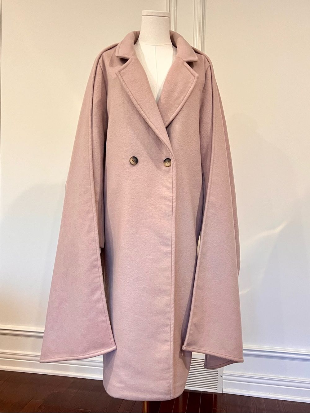 Rebecca Minkoff NWT Blush Double Face Wool Scarf Coat Oversized Draped Cape M